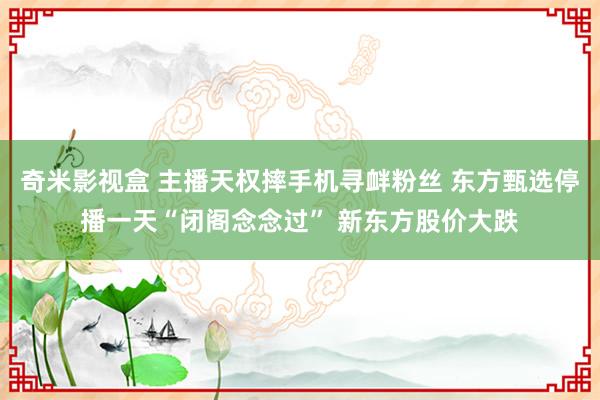 奇米影视盒 主播天权摔手机寻衅粉丝 东方甄选停播一天“闭阁念念过” 新东方股价大跌